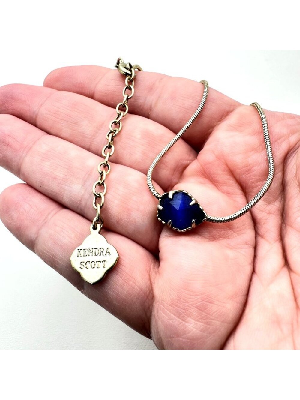 Kendra Scott Mara Necklace Gold Tone Cobalt Blue Pendant
